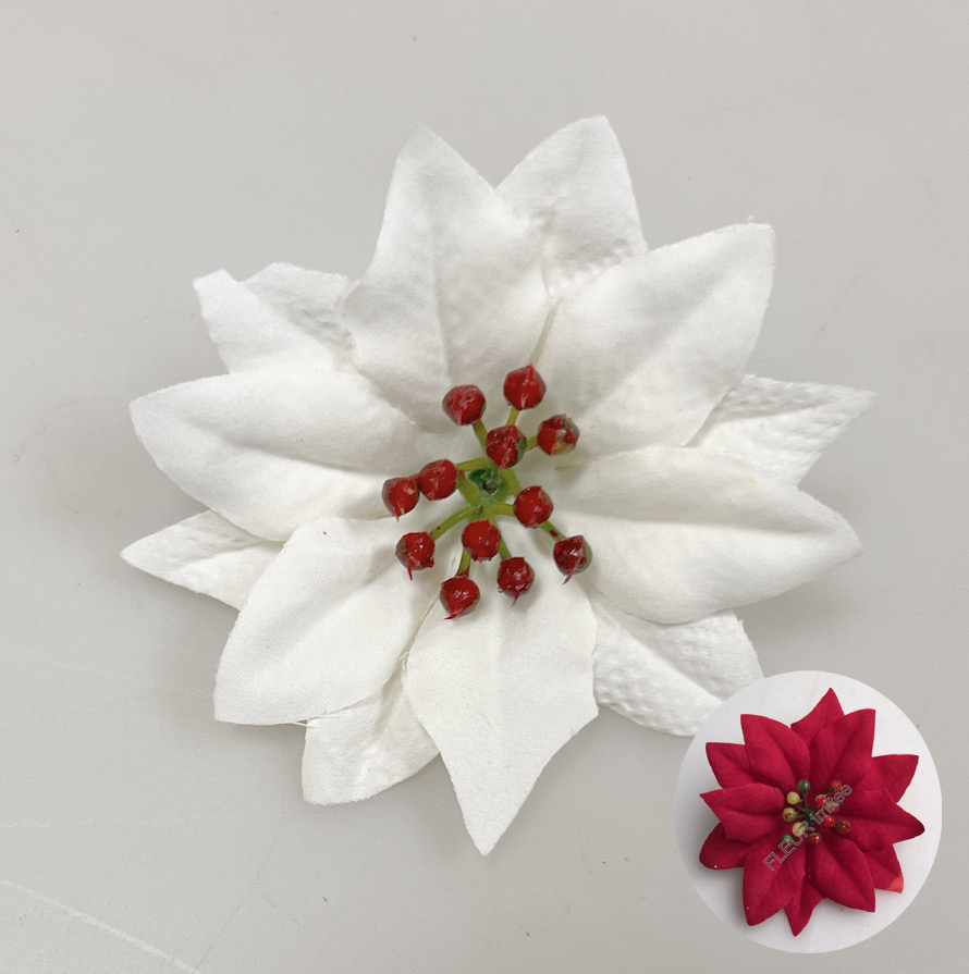 Květ poinsettia velvet 10cm 12/3456